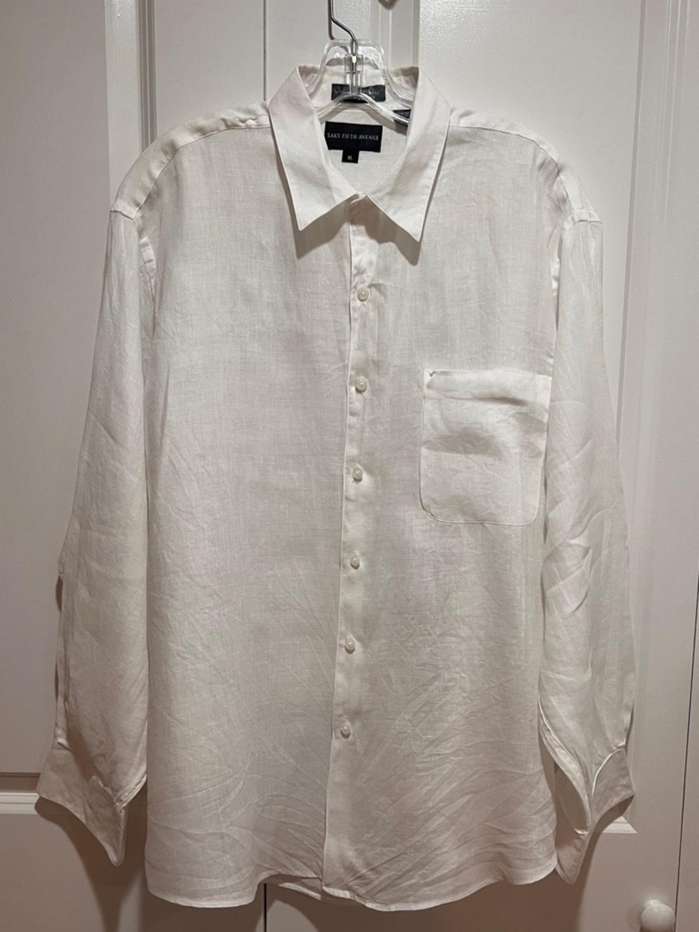 Saks Fifth Avenue Men's Cream-White Linen Button-Down Shirt